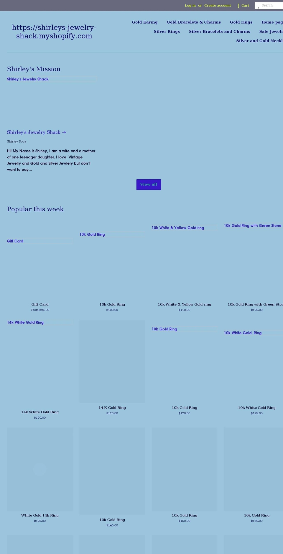 httpsshirleys-jewelry-shack.com shopify website screenshot