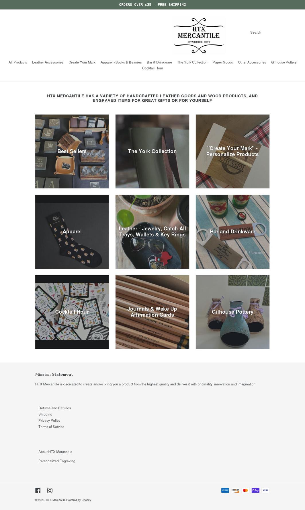 htxmercantile.com shopify website screenshot