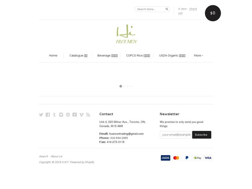 huamentrading.com shopify website screenshot