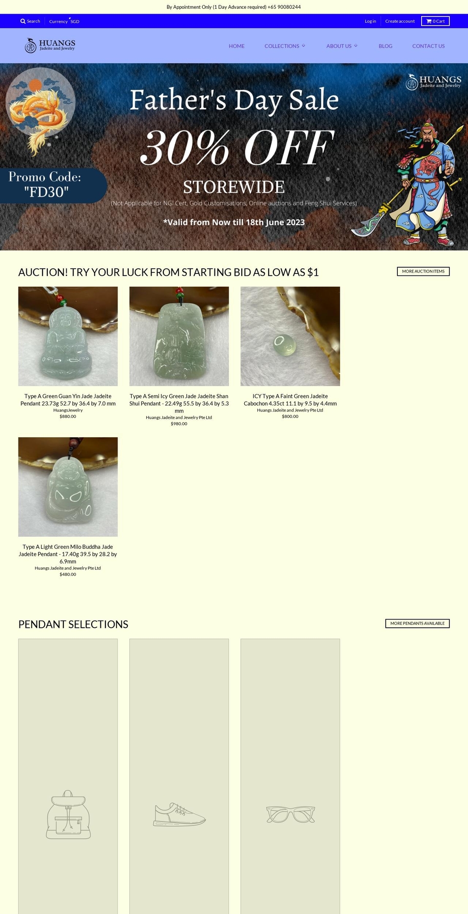huangsjewelry.com — Shopify storefront screenshot