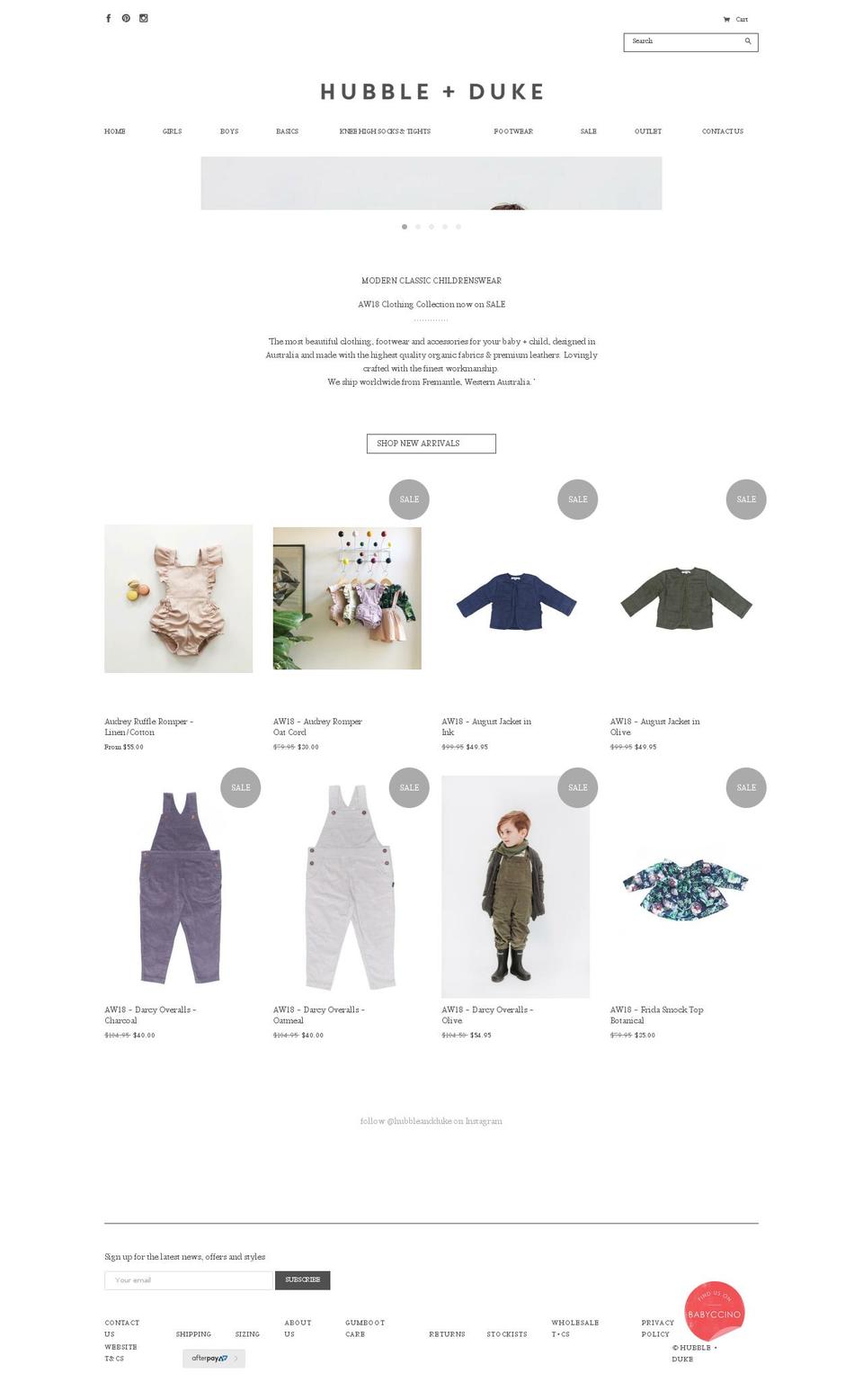 hubbleandduke.com — Shopify storefront screenshot
