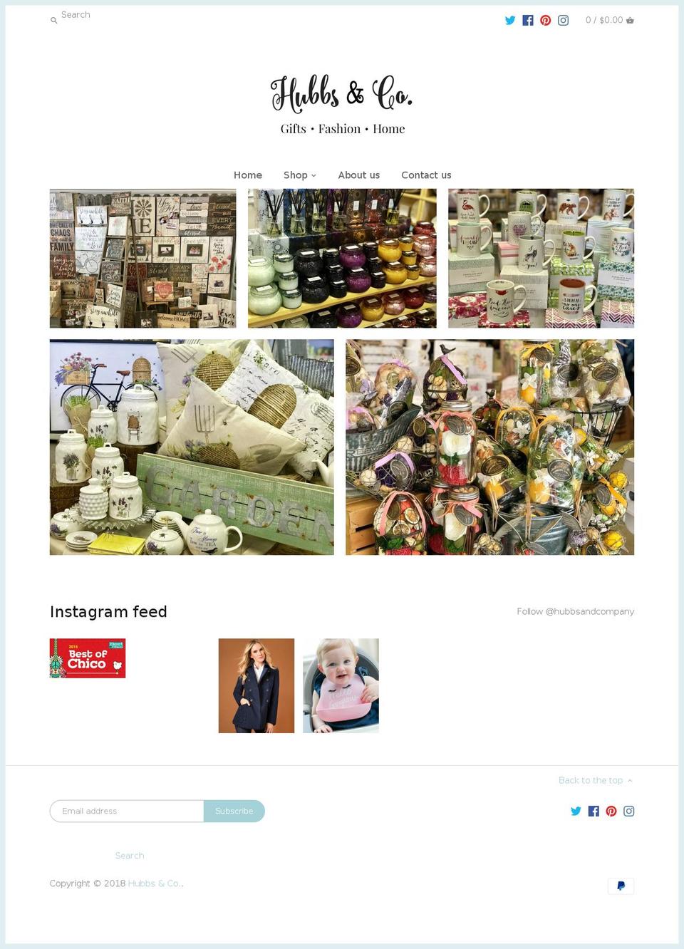 hubbsandcompany.com shopify website screenshot
