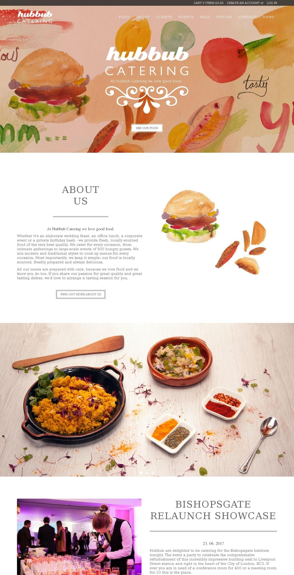 hubbubcatering.co.uk shopify website screenshot