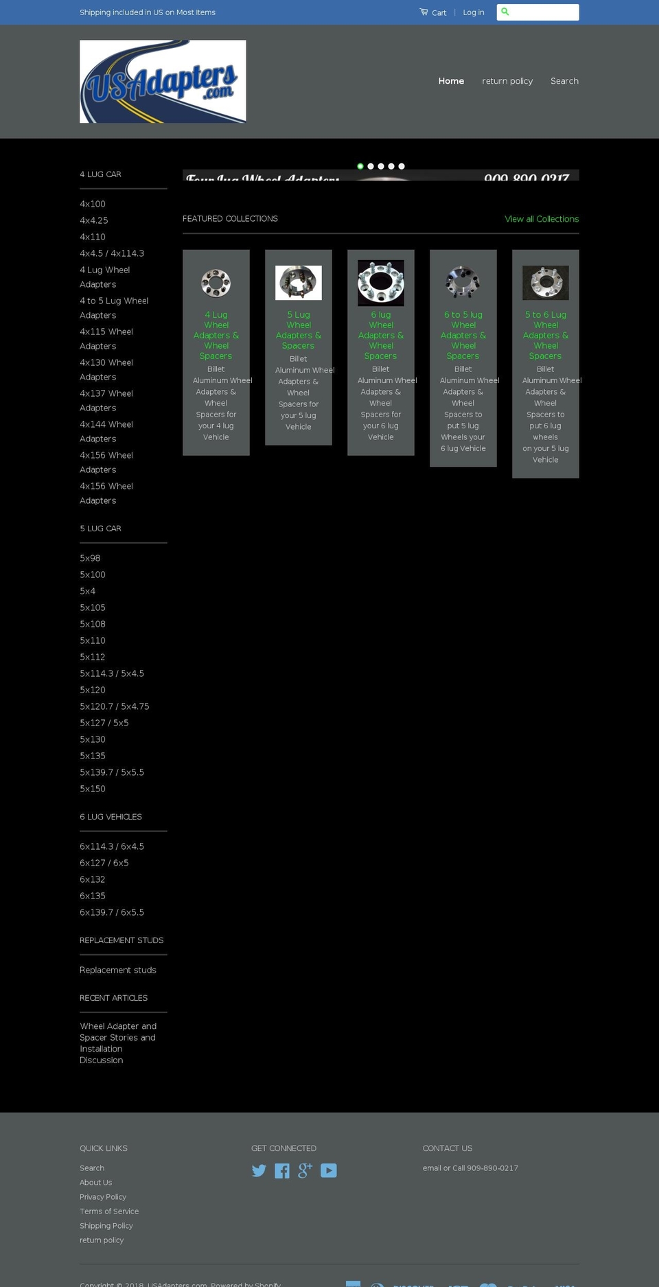 hubcentricspacers.com shopify website screenshot