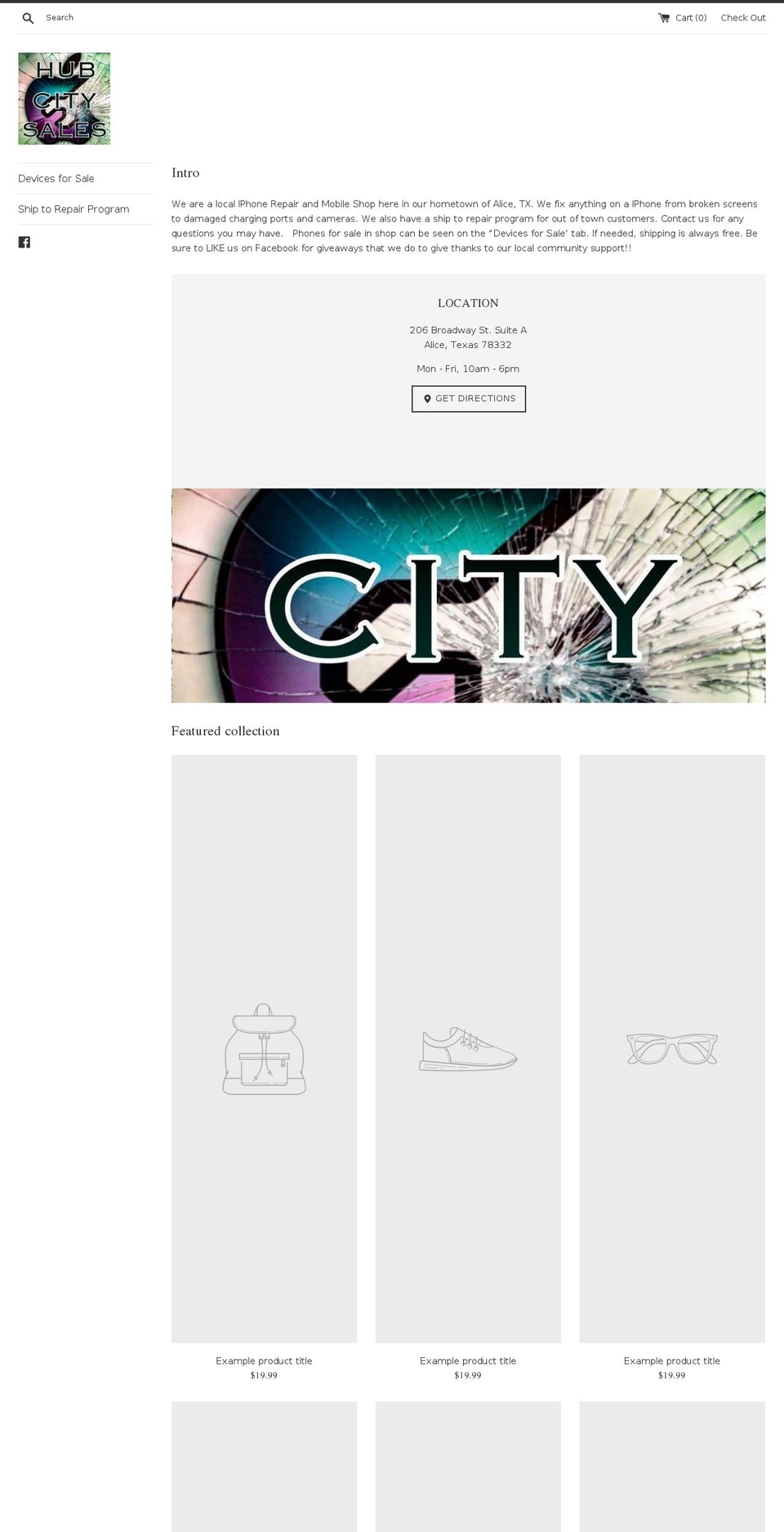 hubcitysales.com — Shopify storefront screenshot