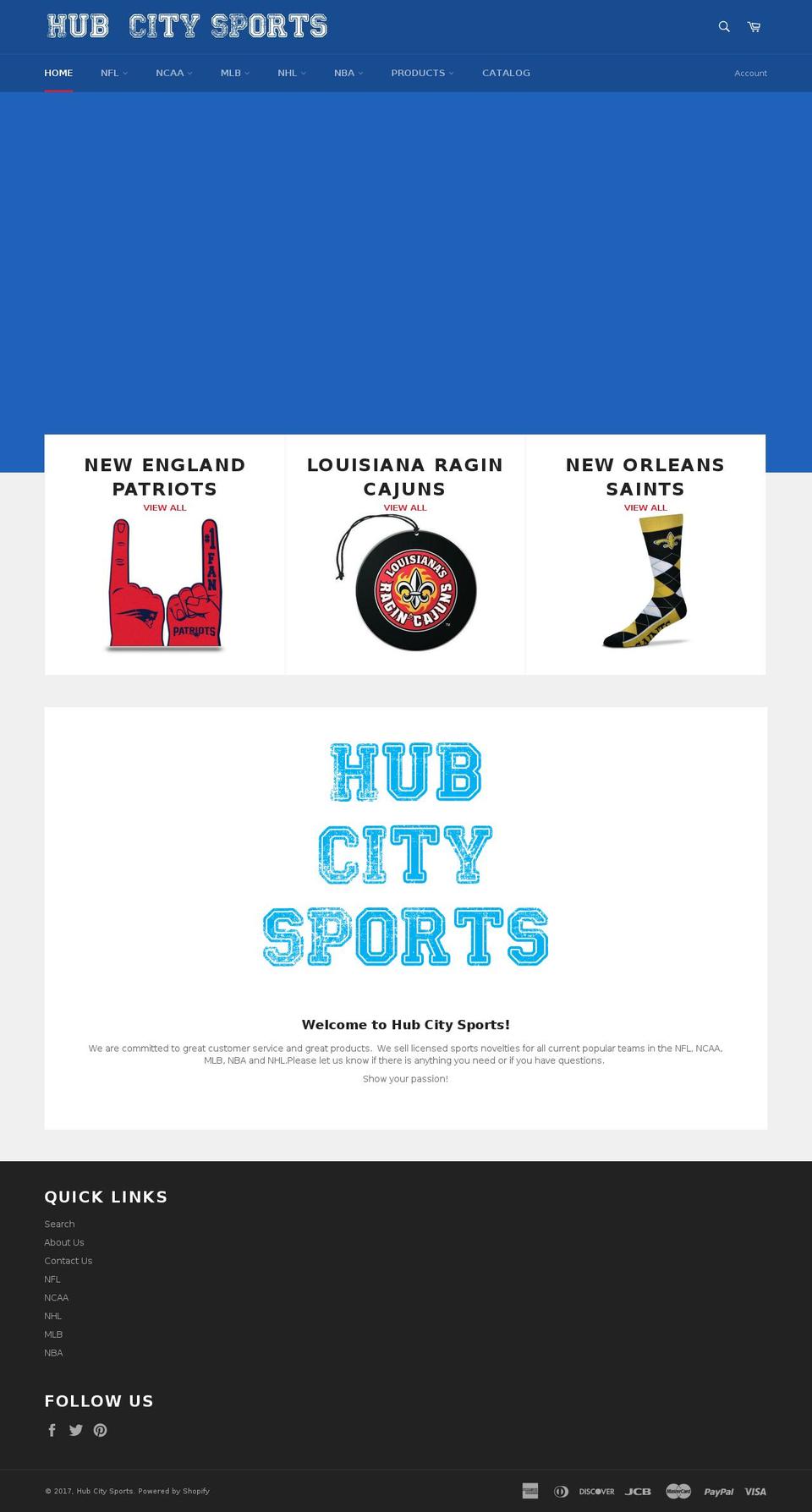 hubcitysports.net shopify website screenshot