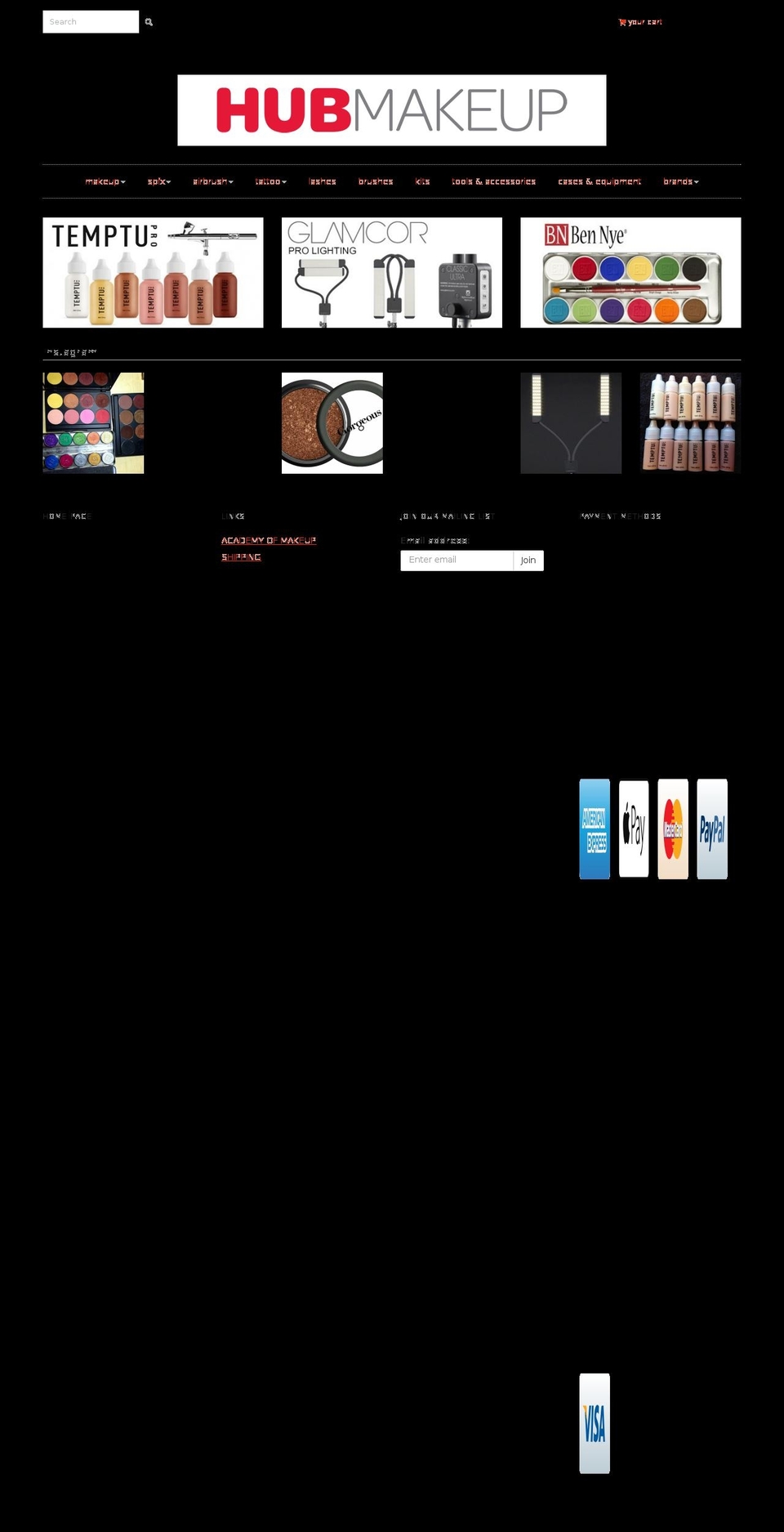 hubmakeup.com shopify website screenshot