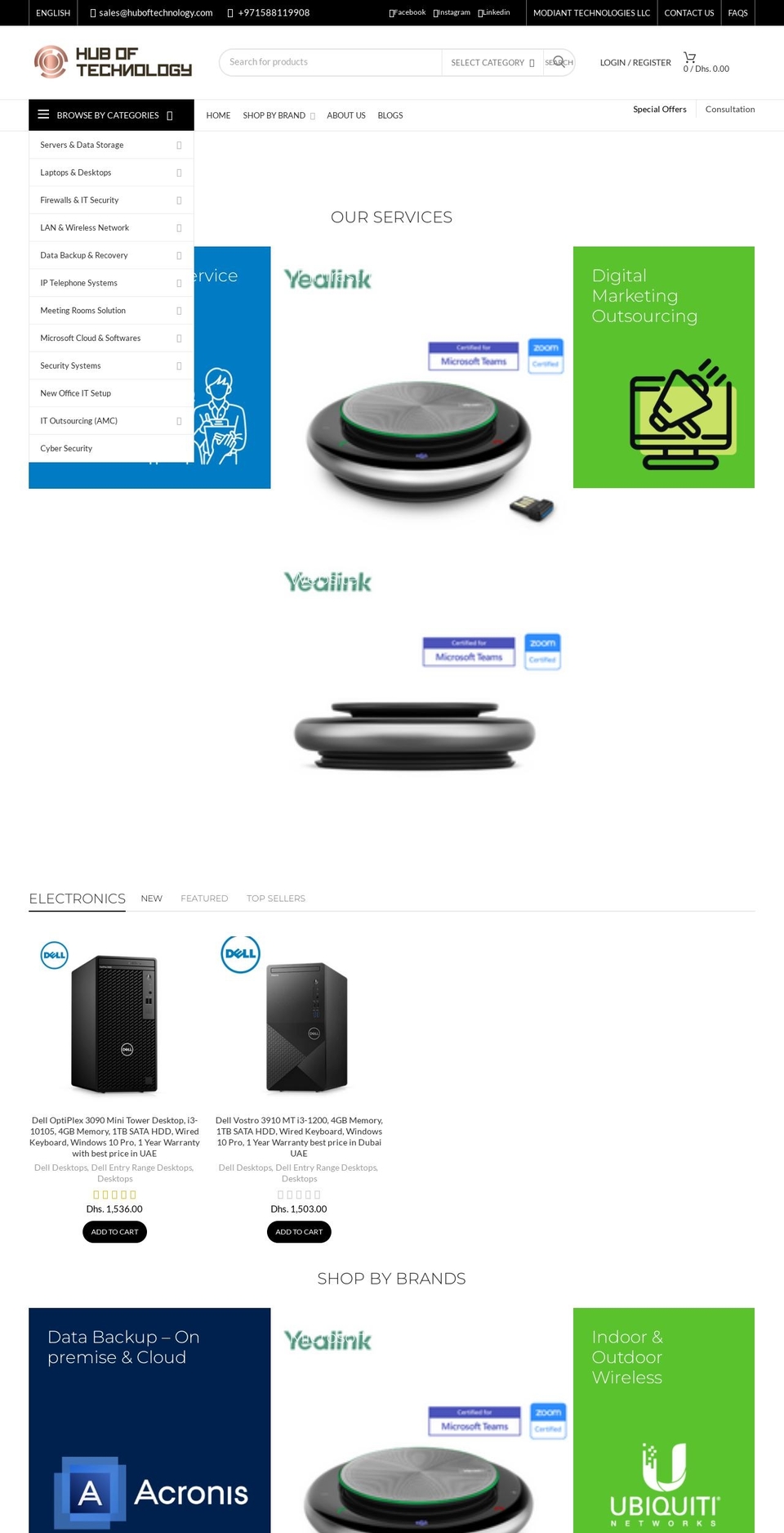 huboftechnology.com shopify website screenshot