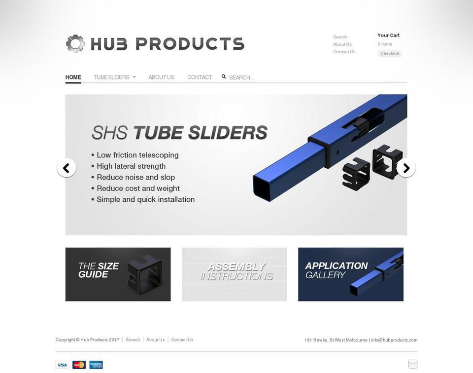 Paradigm Shopify theme site example hubproducts.com