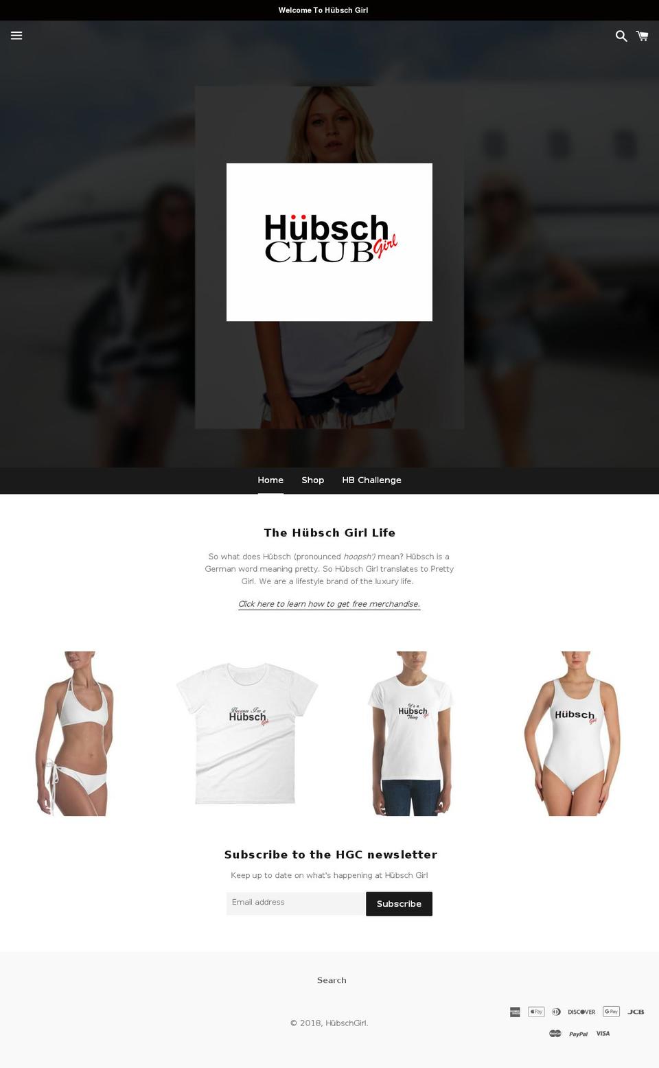 hubschgirl.com — Shopify storefront screenshot