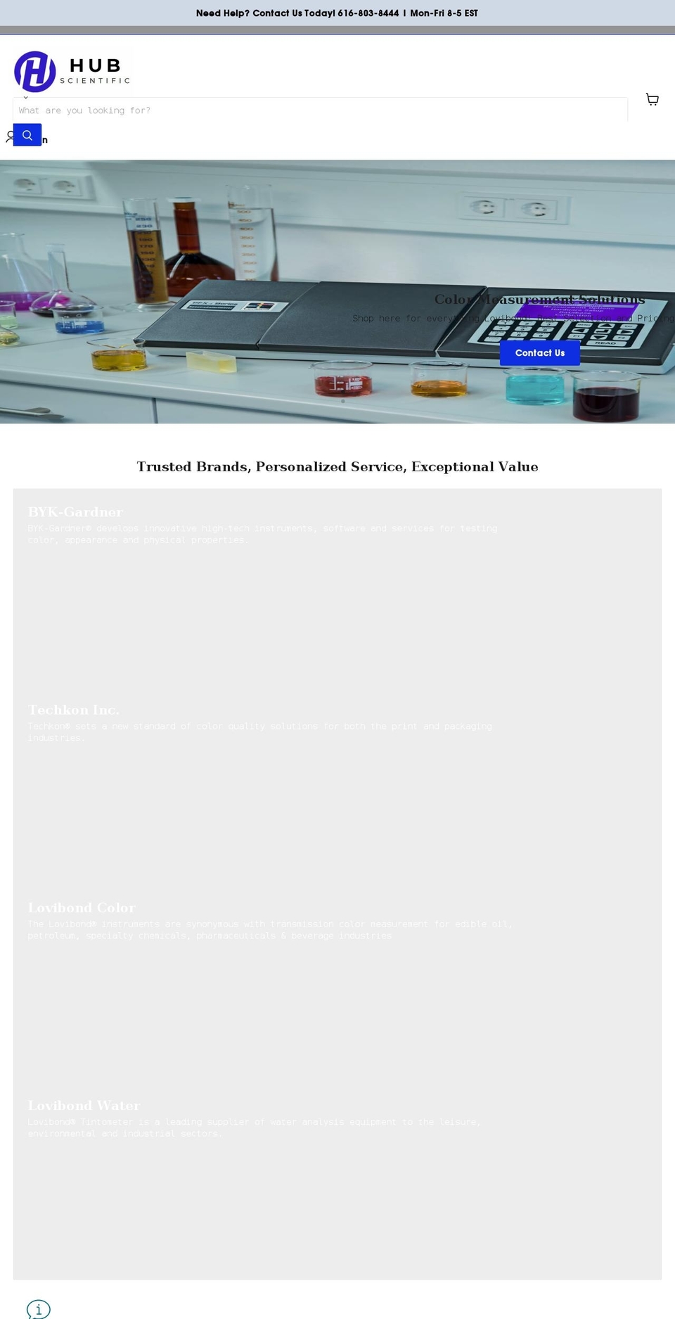 hubscientific.com shopify website screenshot