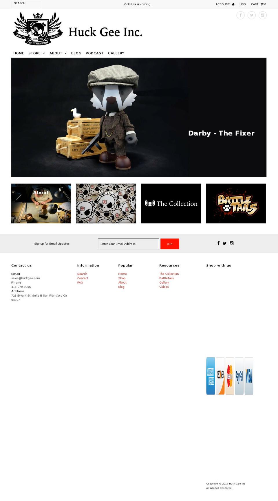 Label Shopify theme site example huckgee.com