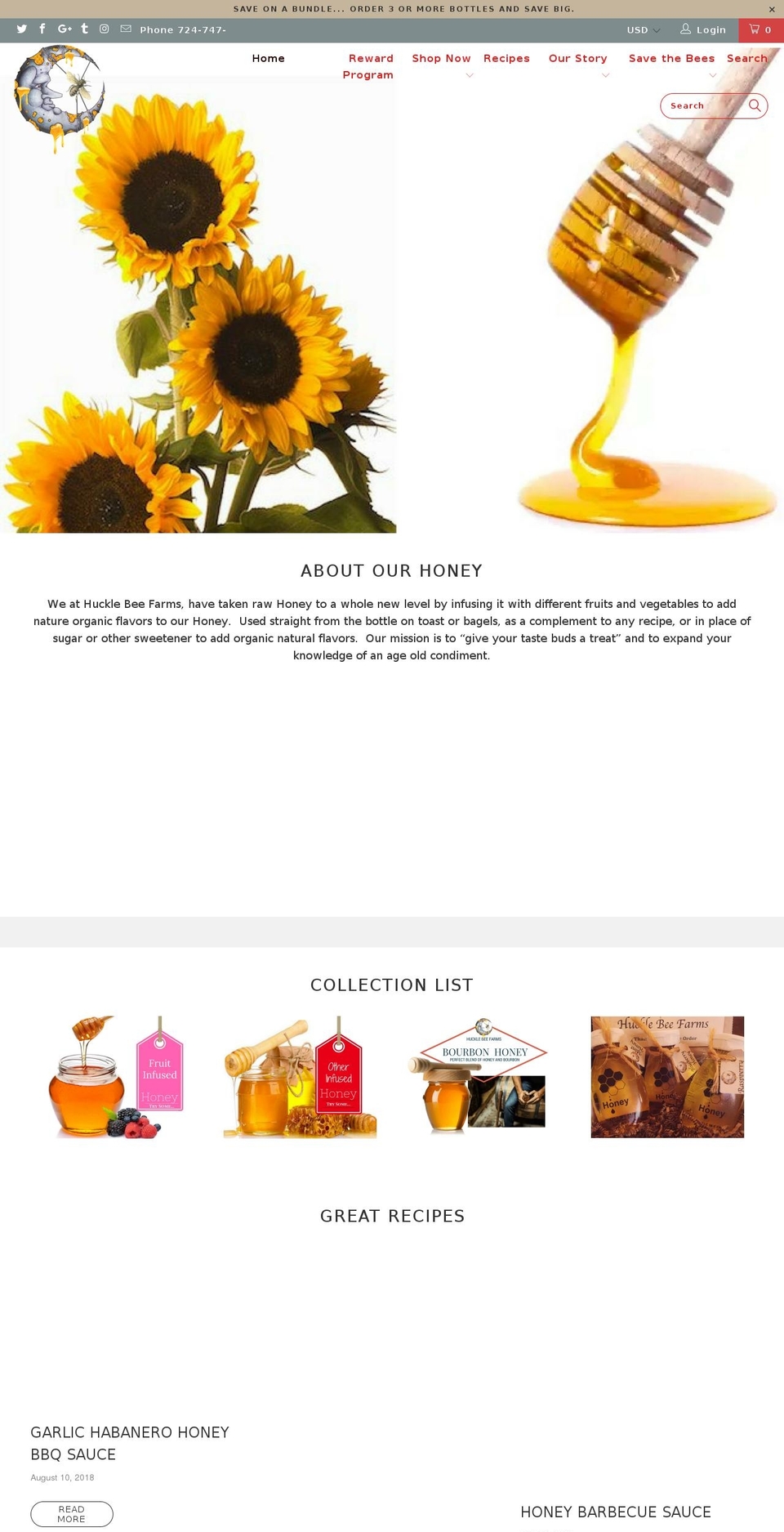 hucklebeefarms.com shopify website screenshot