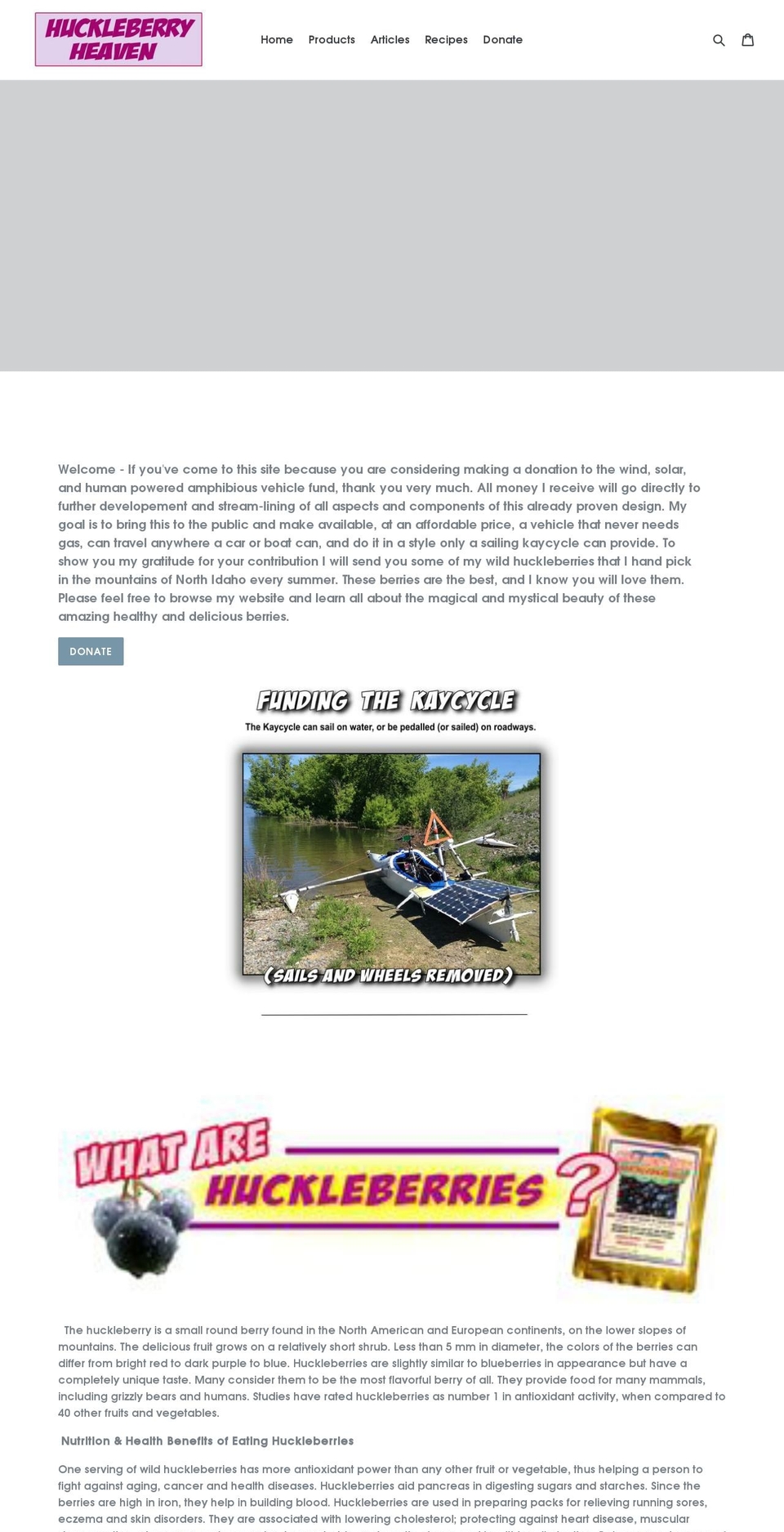 huckleberryheaven.com — Shopify storefront screenshot