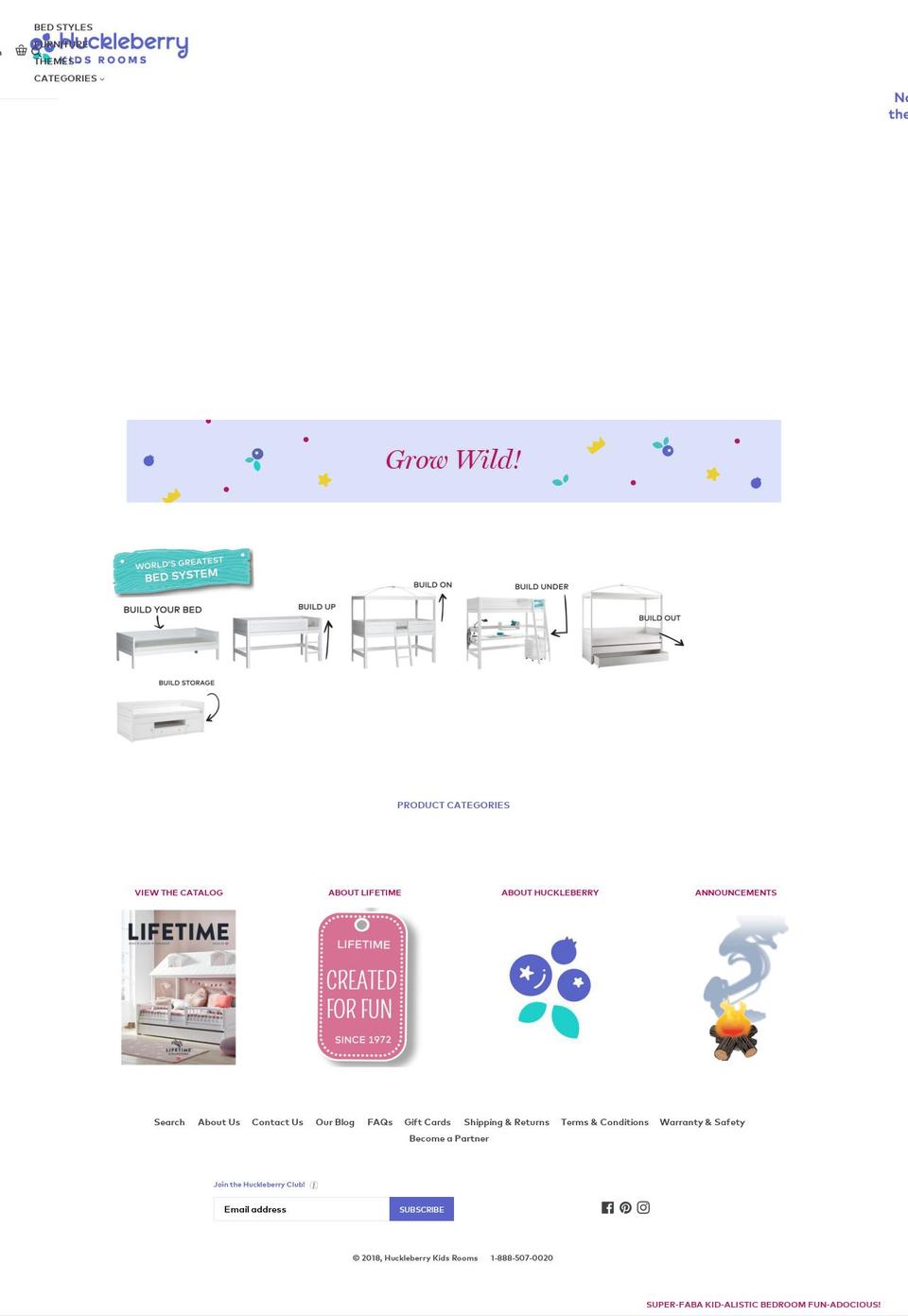 huckleberrykidsrooms.com shopify website screenshot
