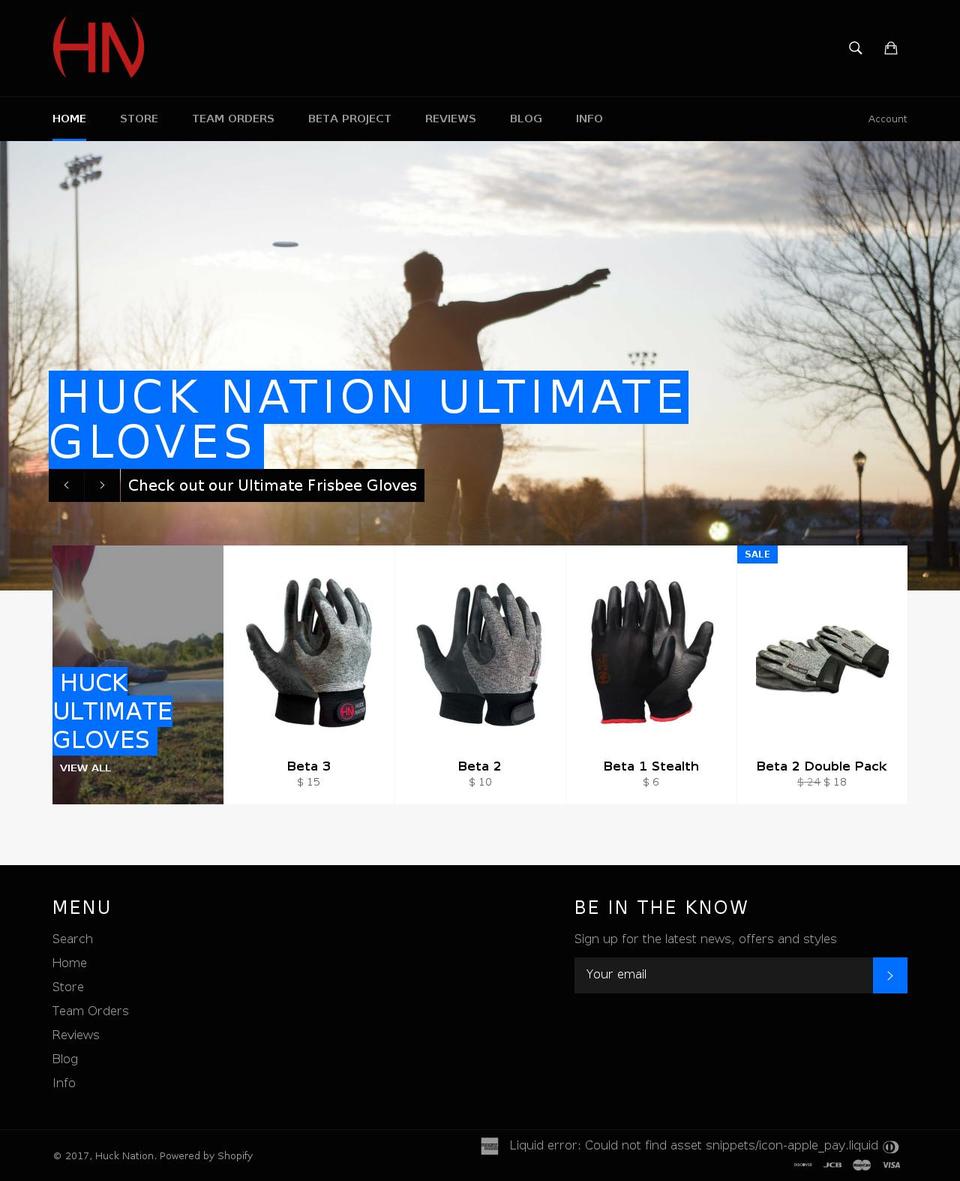 hucknation.com shopify website screenshot