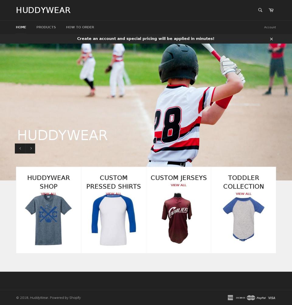 huddywear.com — Shopify storefront screenshot