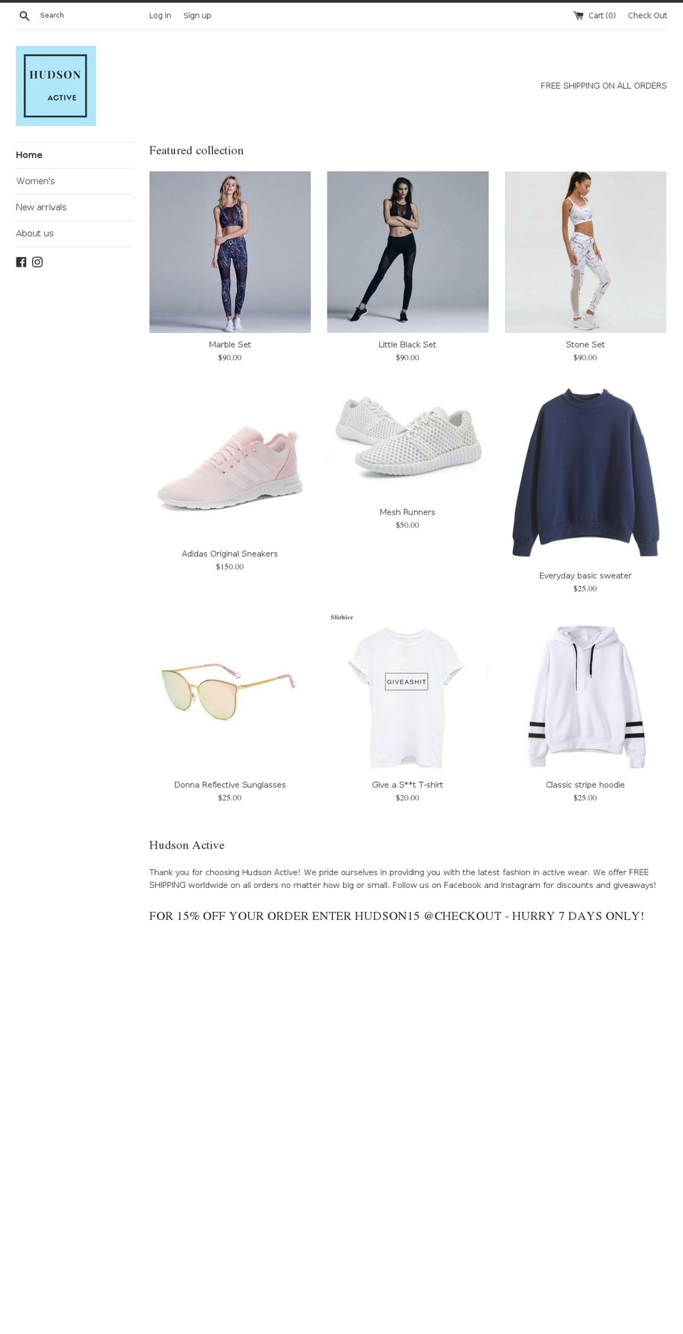 hudsonactive.com — Shopify storefront screenshot