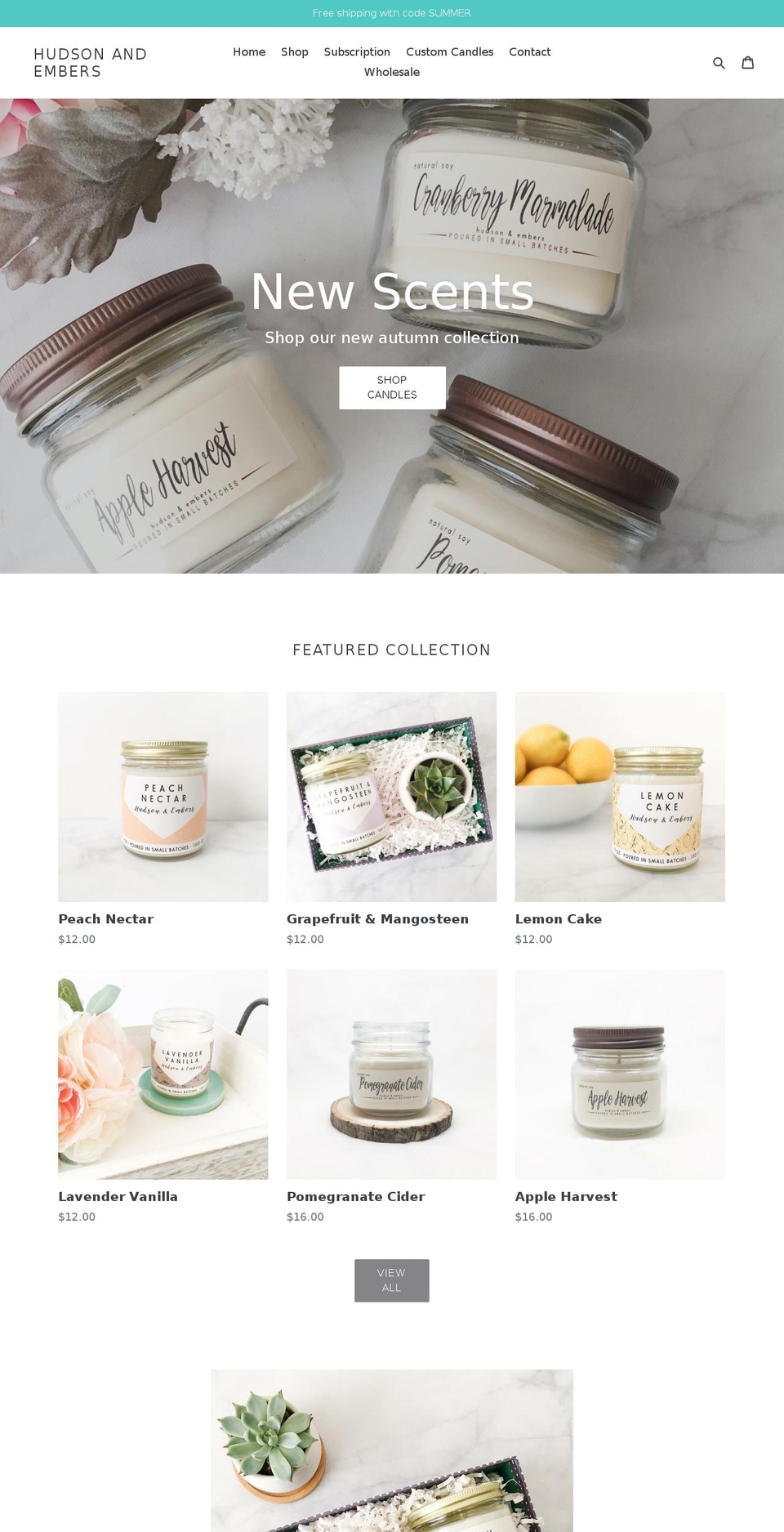hudsonandembers.com — Shopify storefront screenshot