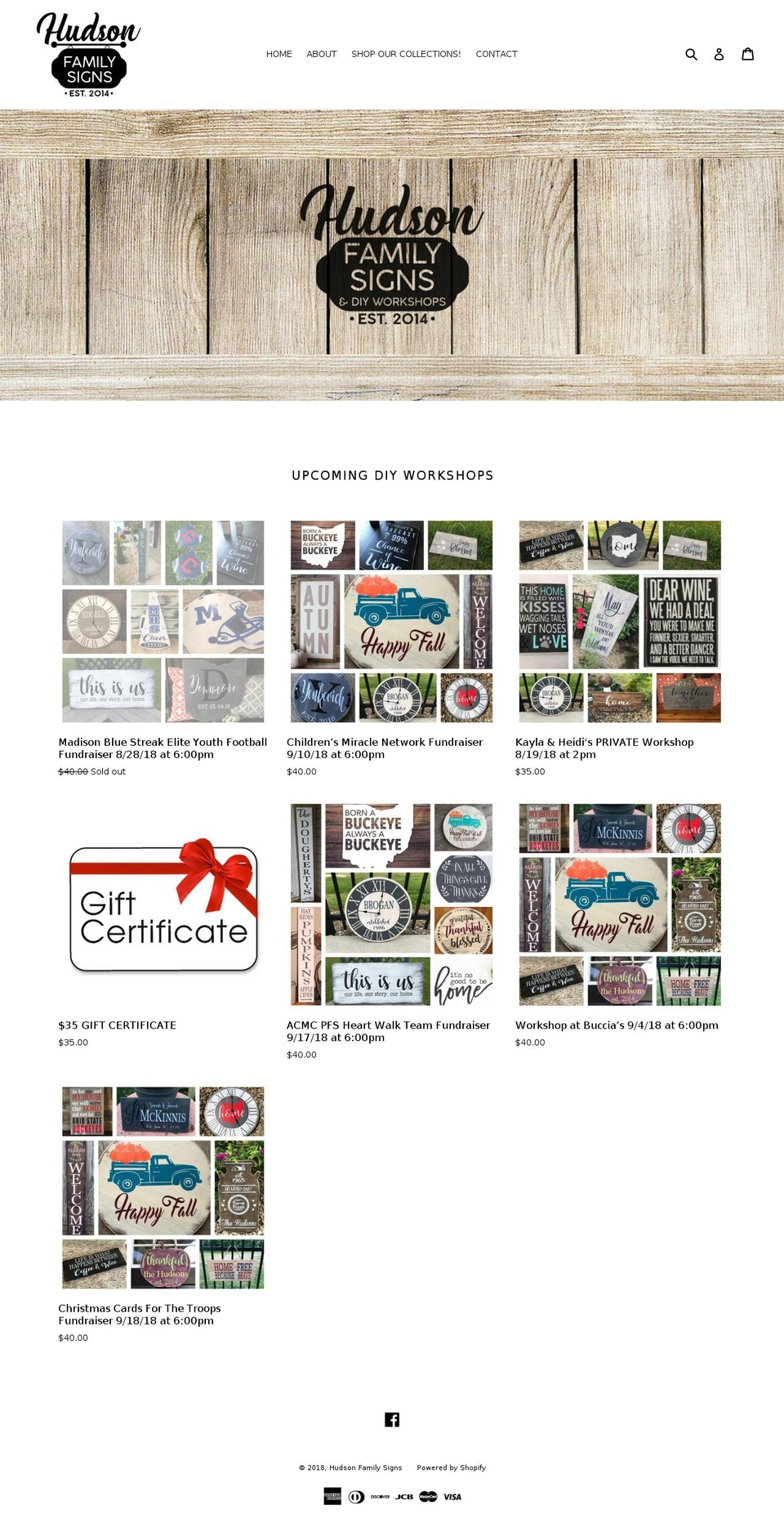 hudsonfamilysigns.com shopify website screenshot