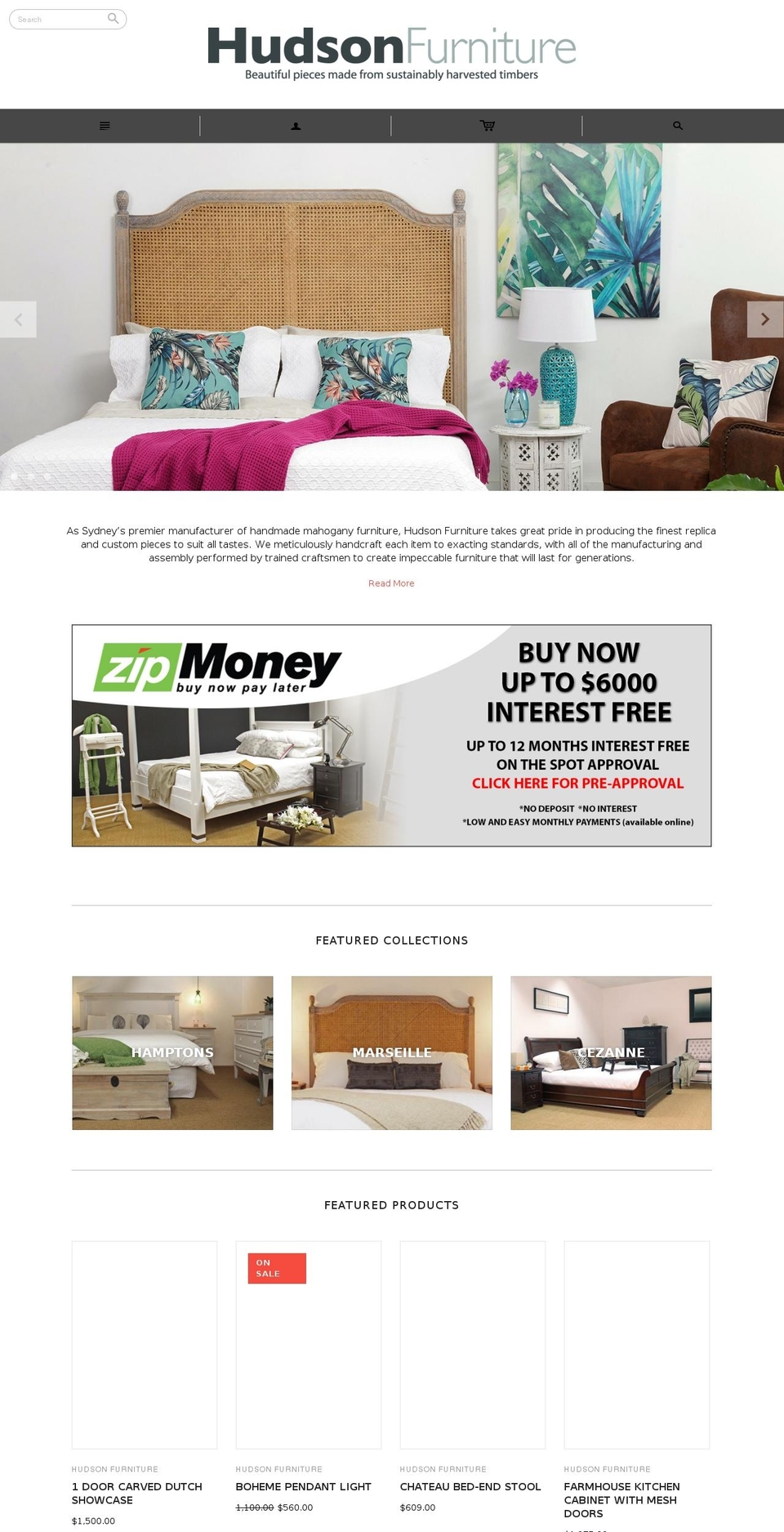 hudsonfurniture.com.au shopify website screenshot