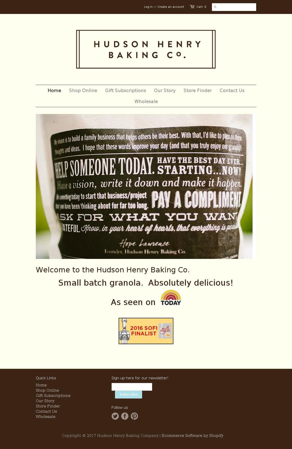 hudsonhenrygranola.com shopify website screenshot