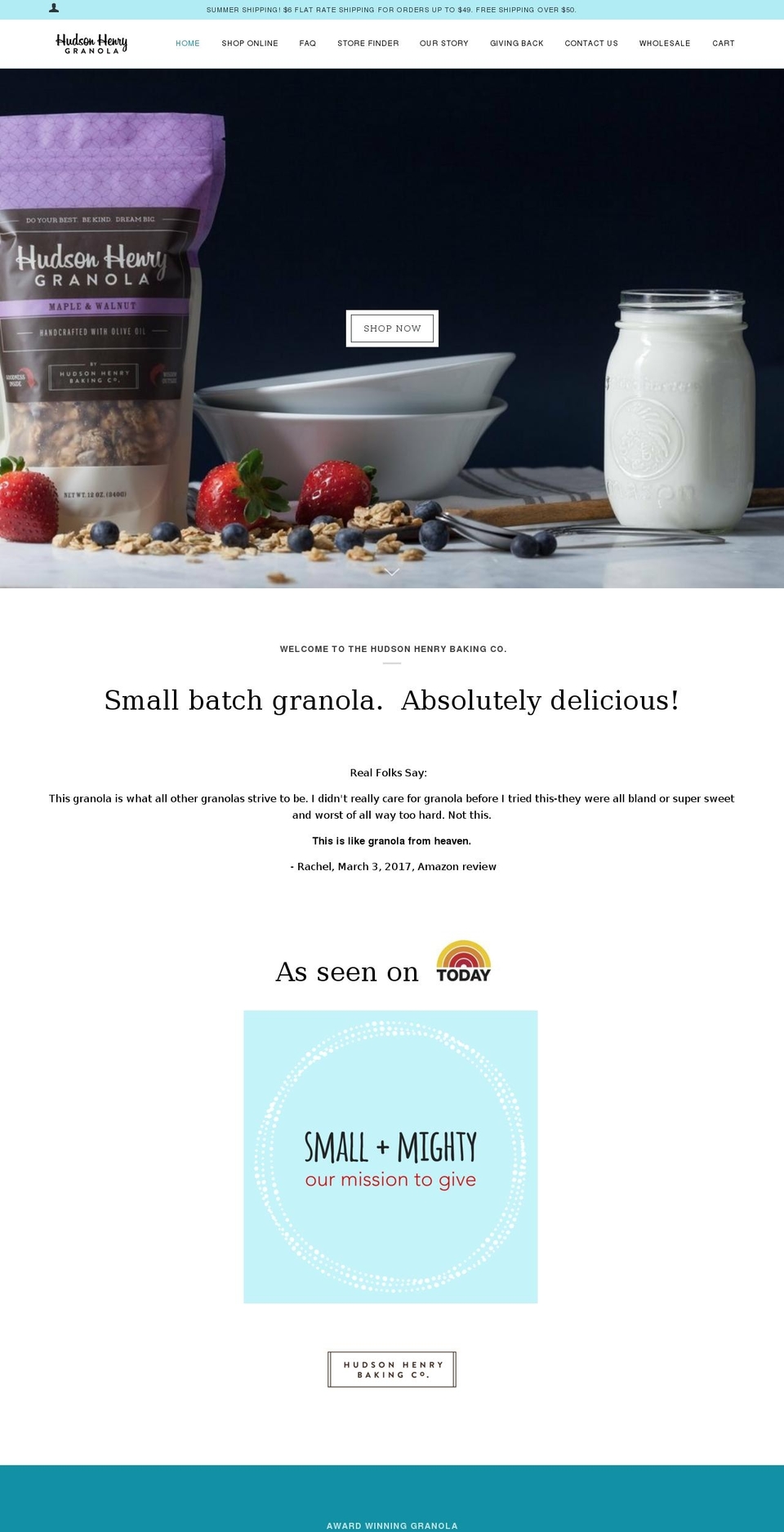 hudsonhenrygranola.net shopify website screenshot