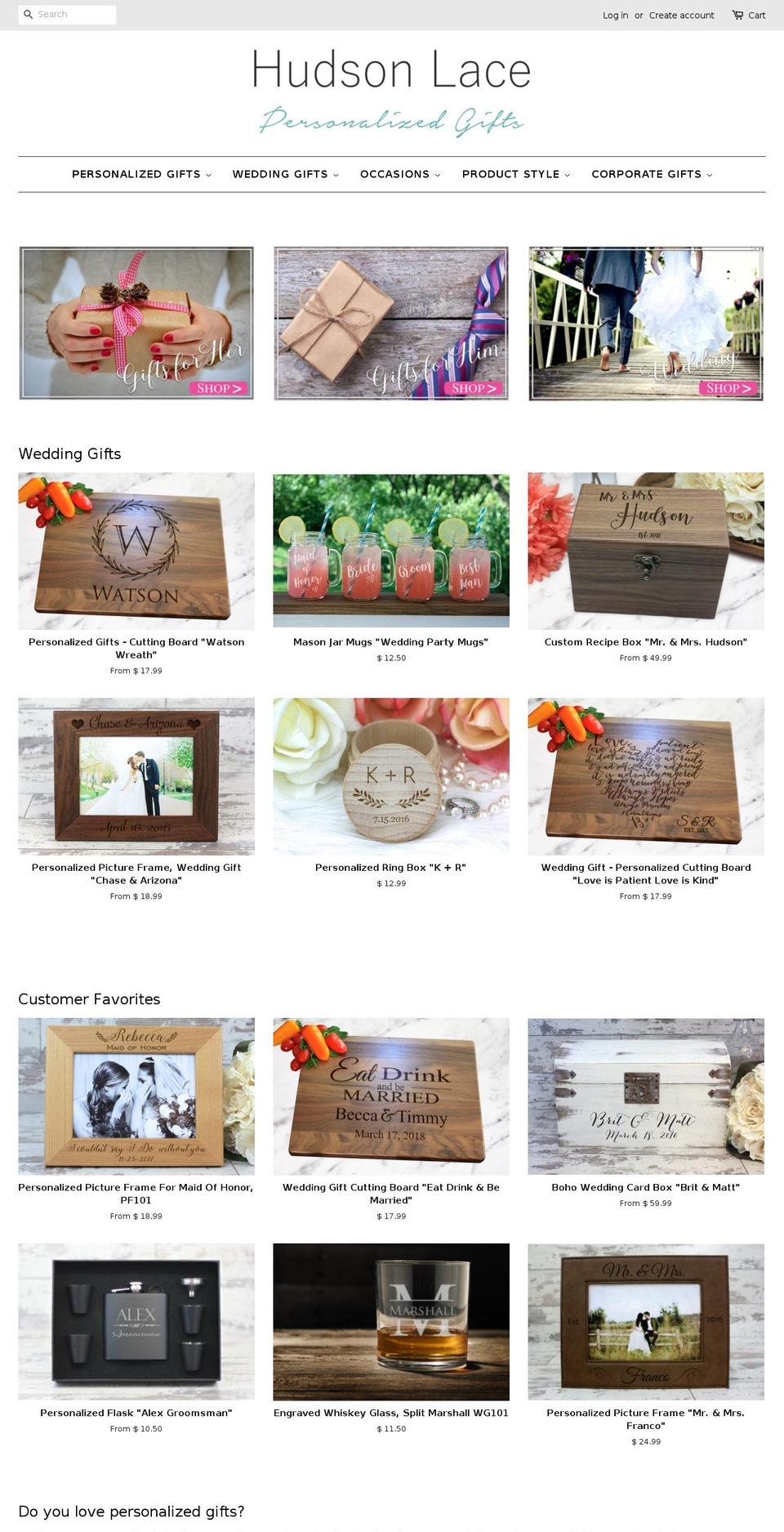 hudsonlace.com — Shopify storefront screenshot