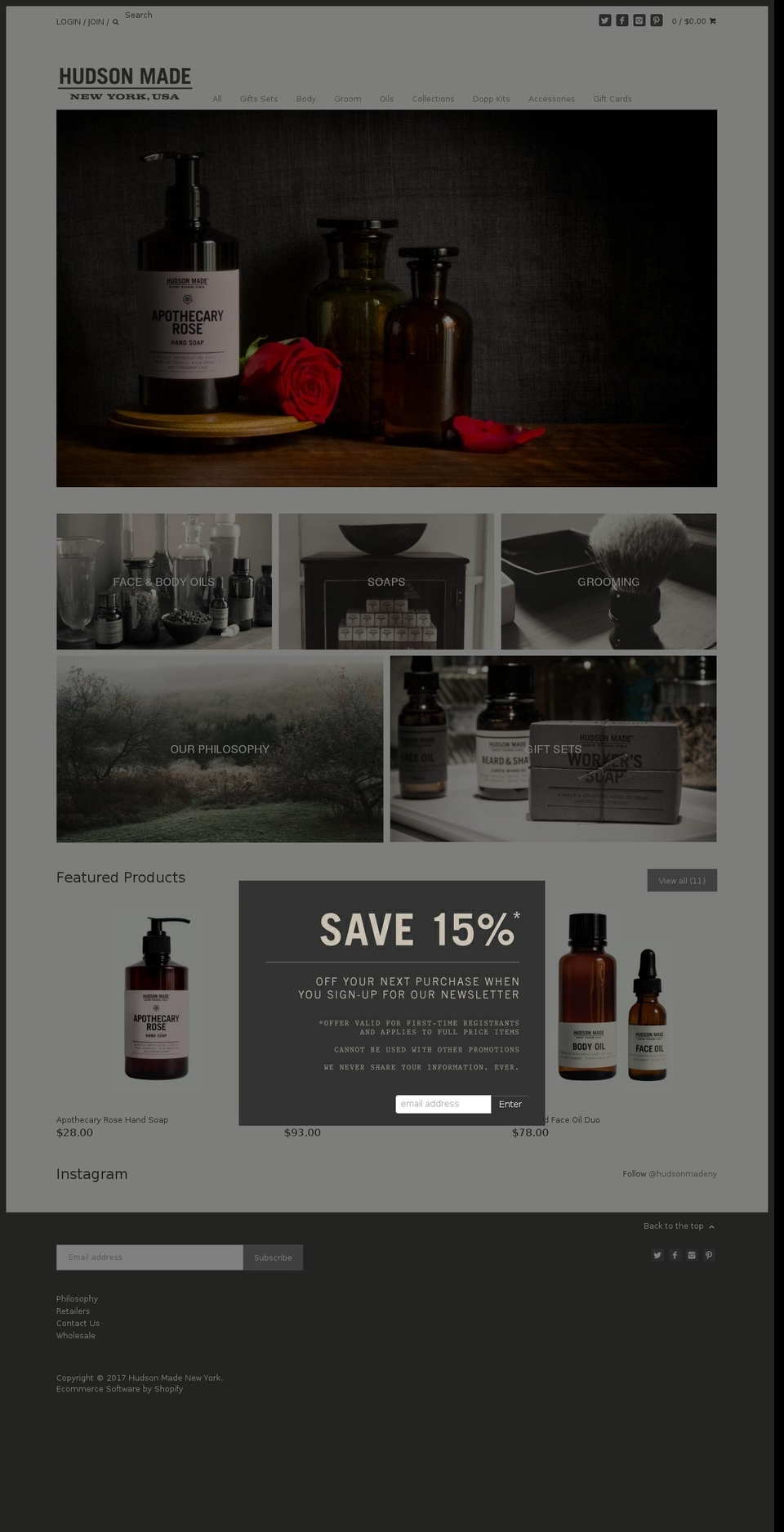 Canopy Shopify theme site example hudsonmadeny.com
