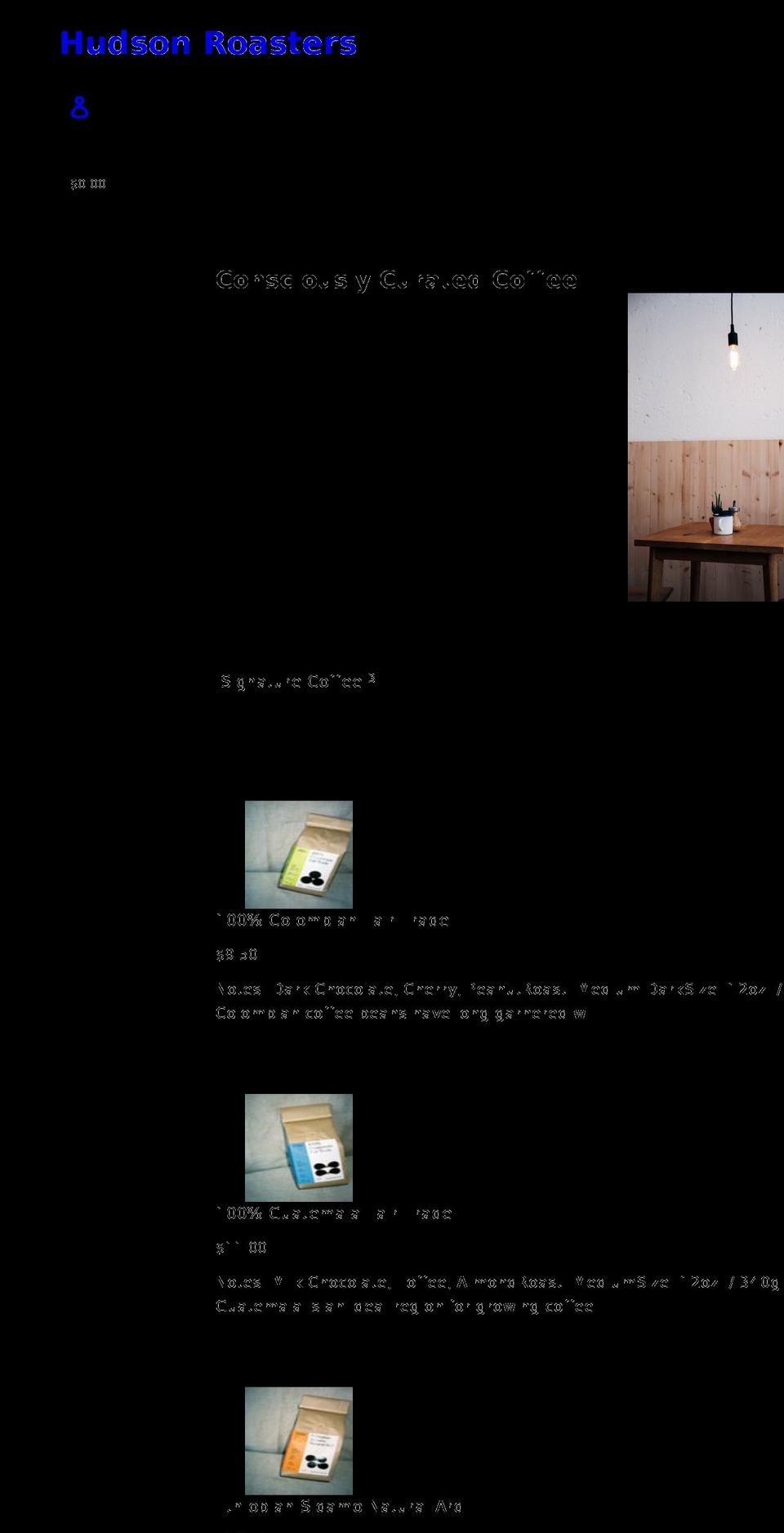 hudsonroasters.com shopify website screenshot