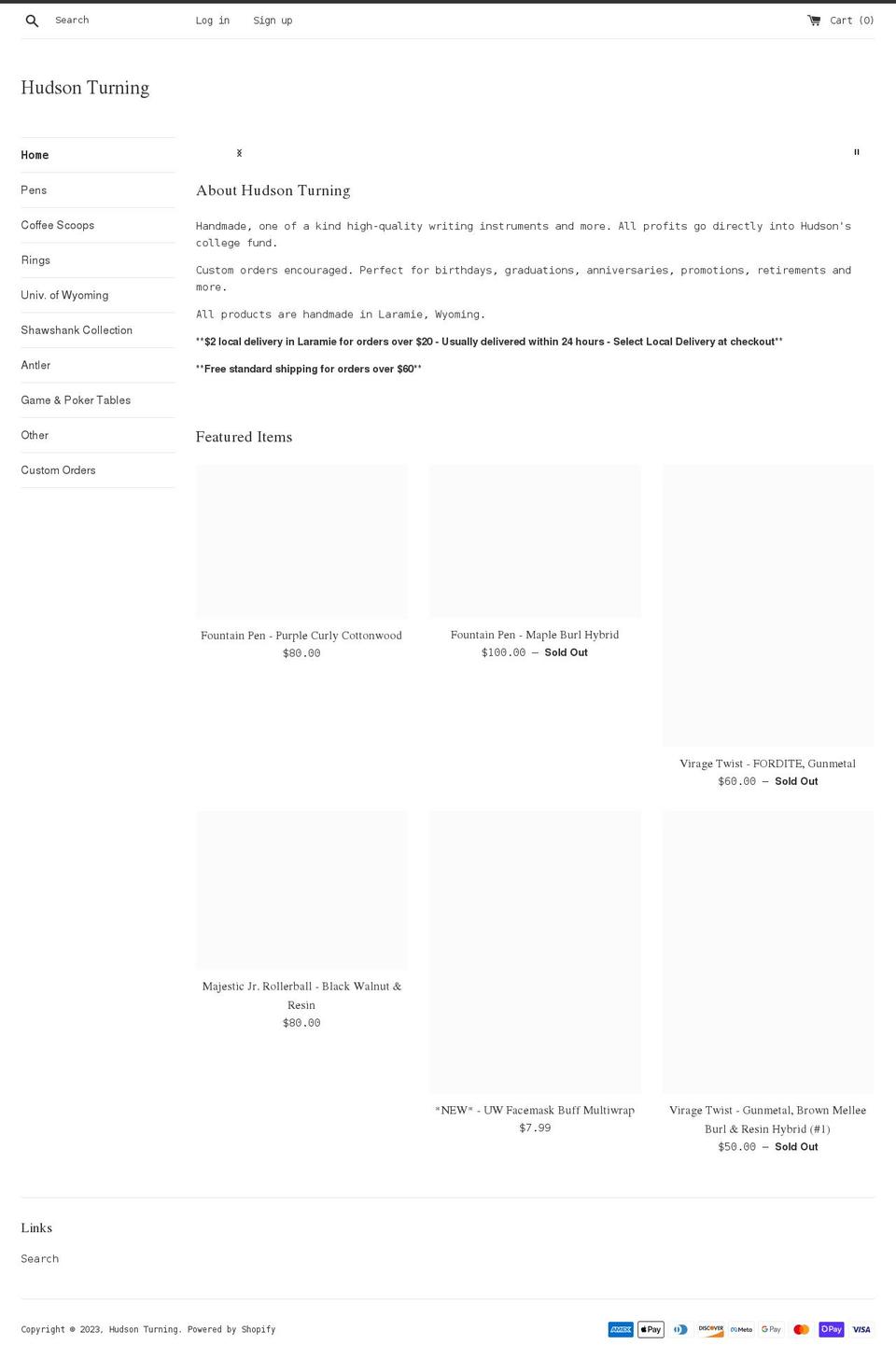 hudsonturning.com shopify website screenshot