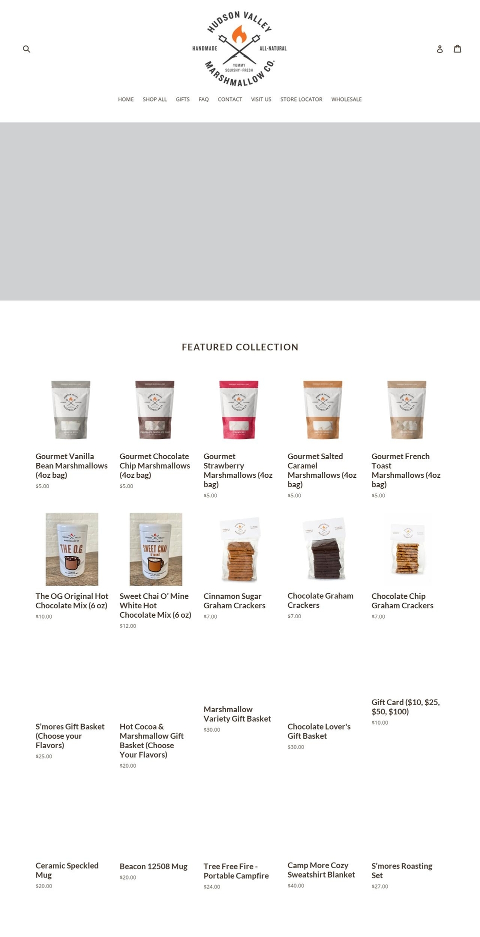 hudsonvalleymarshmallow.com — Shopify storefront screenshot