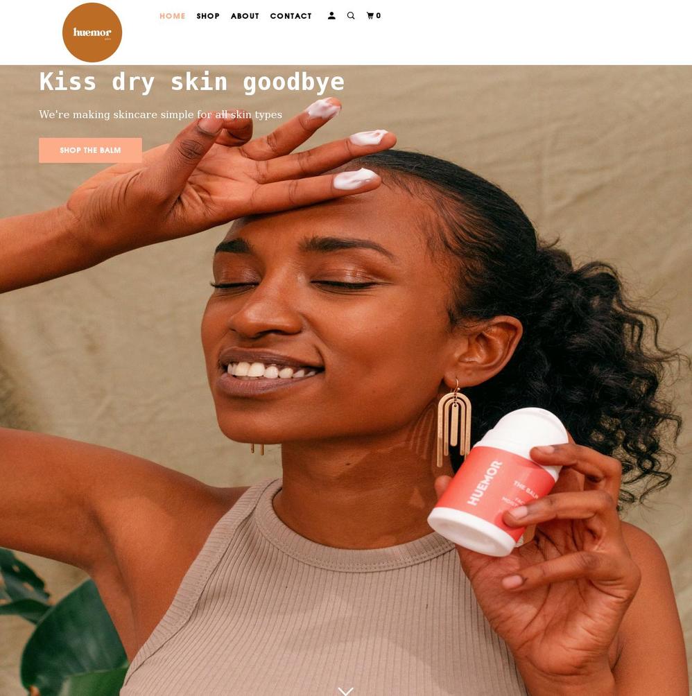 huemorskin.com shopify website screenshot