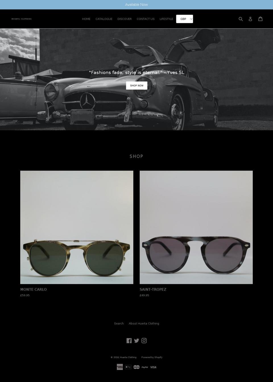 huertaclothing.com — Shopify storefront screenshot