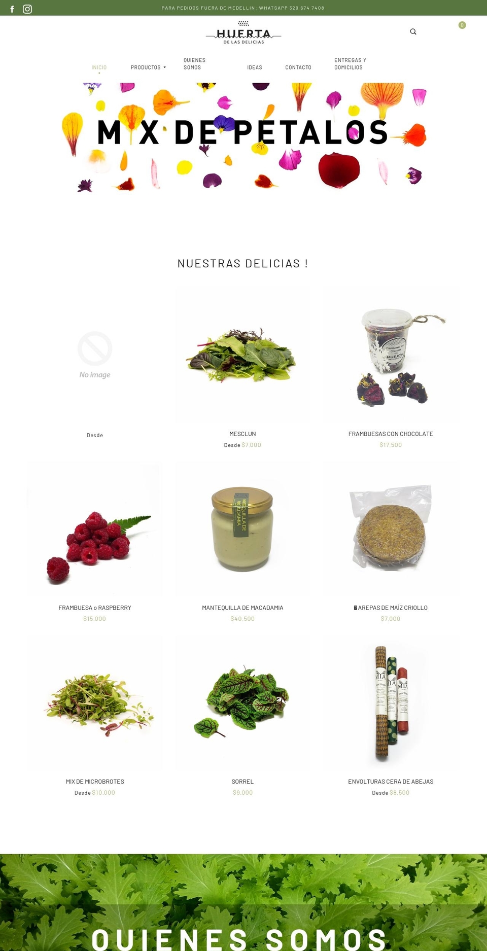 huertadelasdelicias.com shopify website screenshot