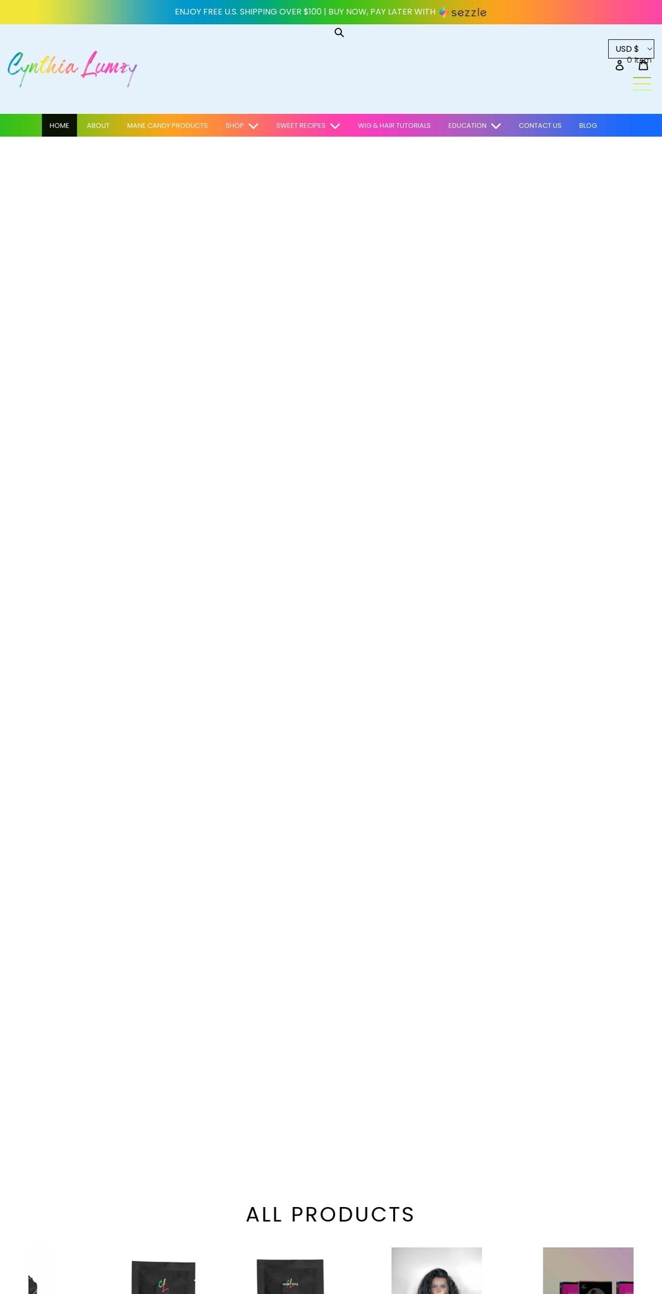 huesbycynthialumzy.com — Shopify storefront screenshot