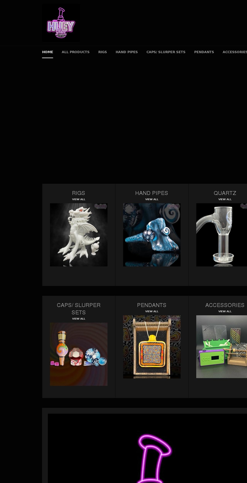 hueyglass.com shopify website screenshot