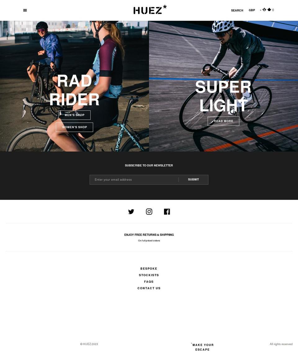 huezcycling.com — Shopify storefront screenshot
