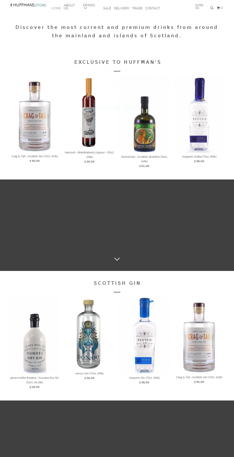 huffmans.store shopify website screenshot