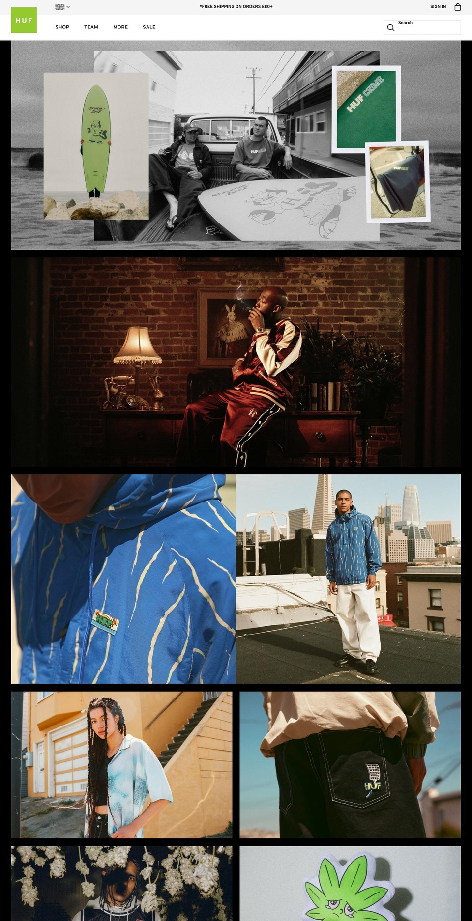 hufworldwide.co.uk shopify website screenshot