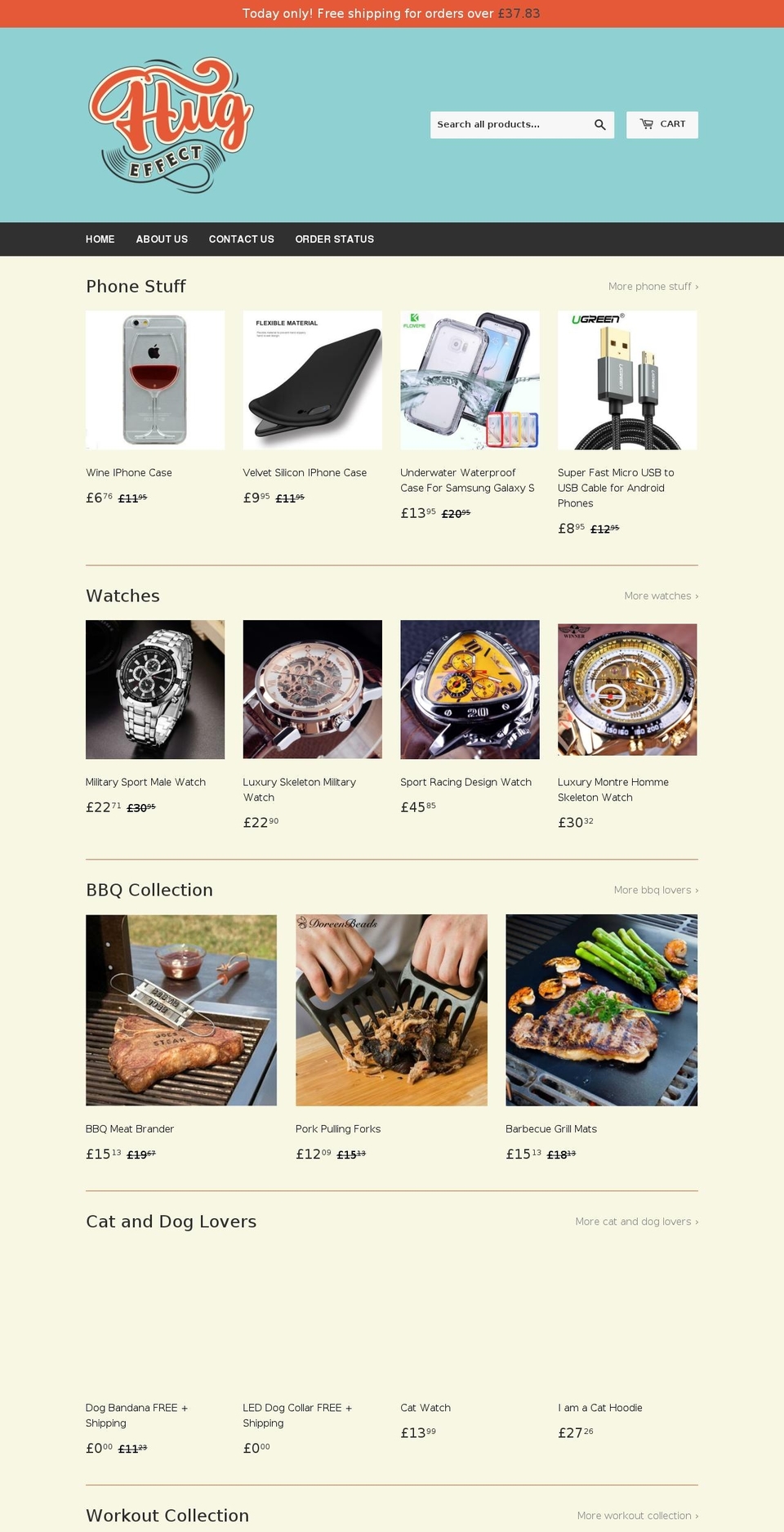 hug-effect.myshopify.com shopify website screenshot
