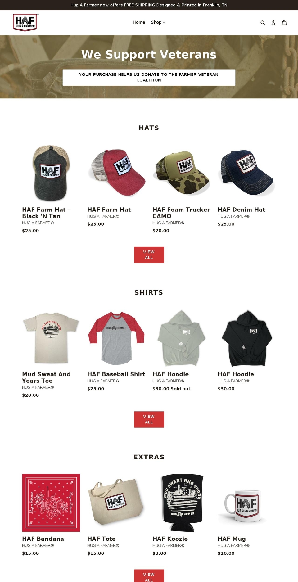hugafarmer.com — Shopify storefront screenshot