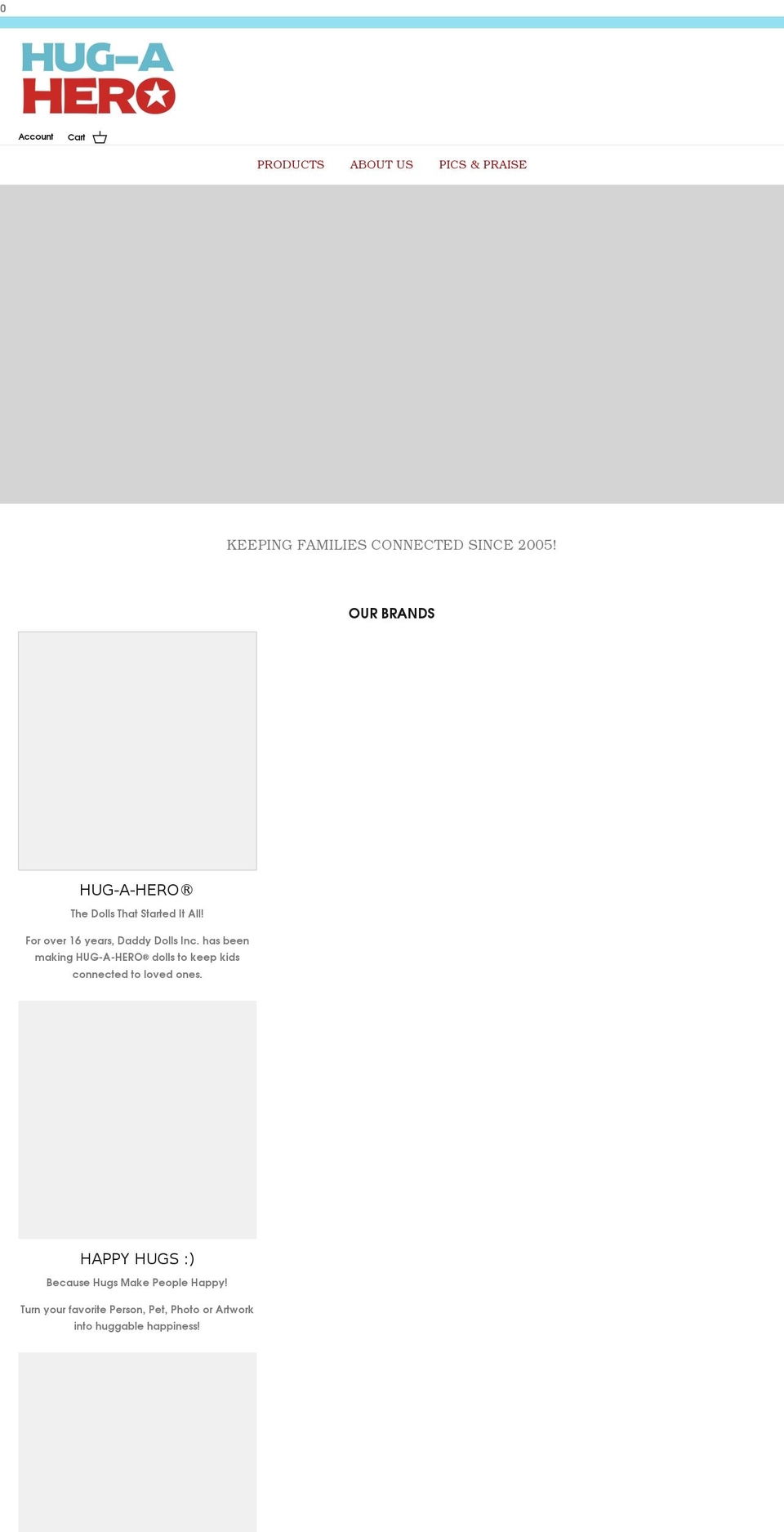 hugahero.com shopify website screenshot