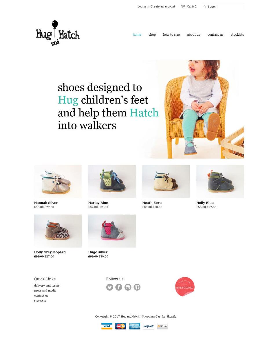 hugandhatch.com shopify website screenshot