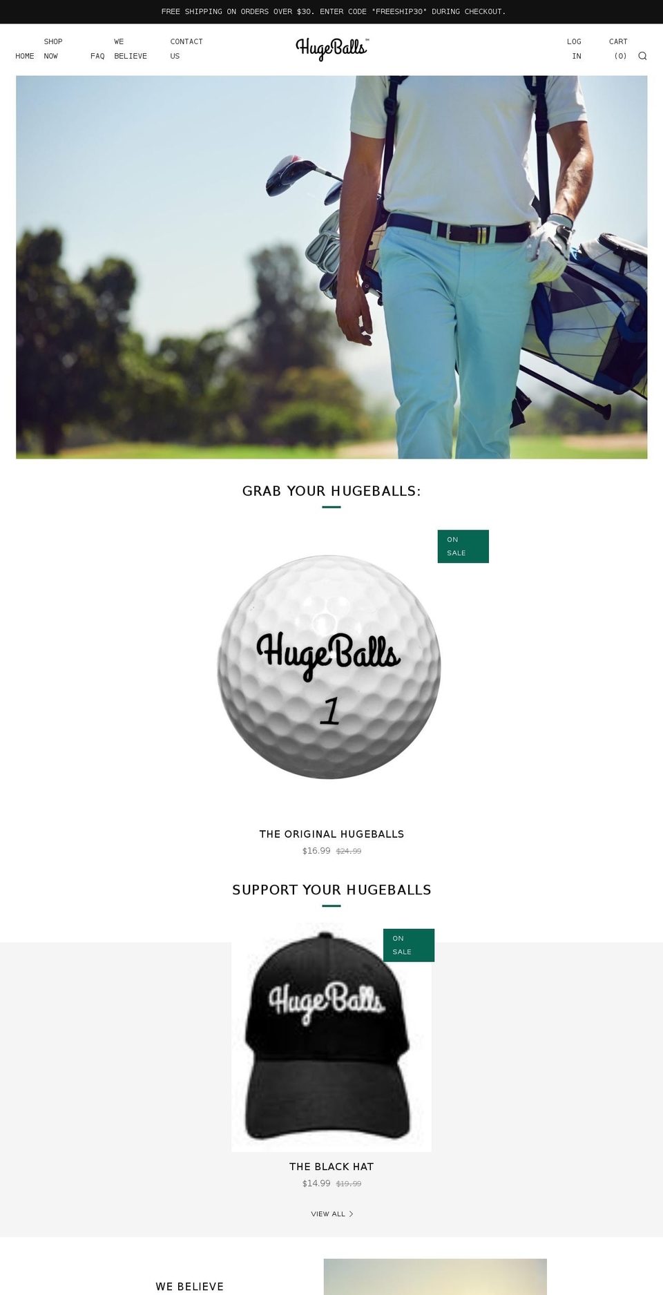 hugeballs.co shopify website screenshot