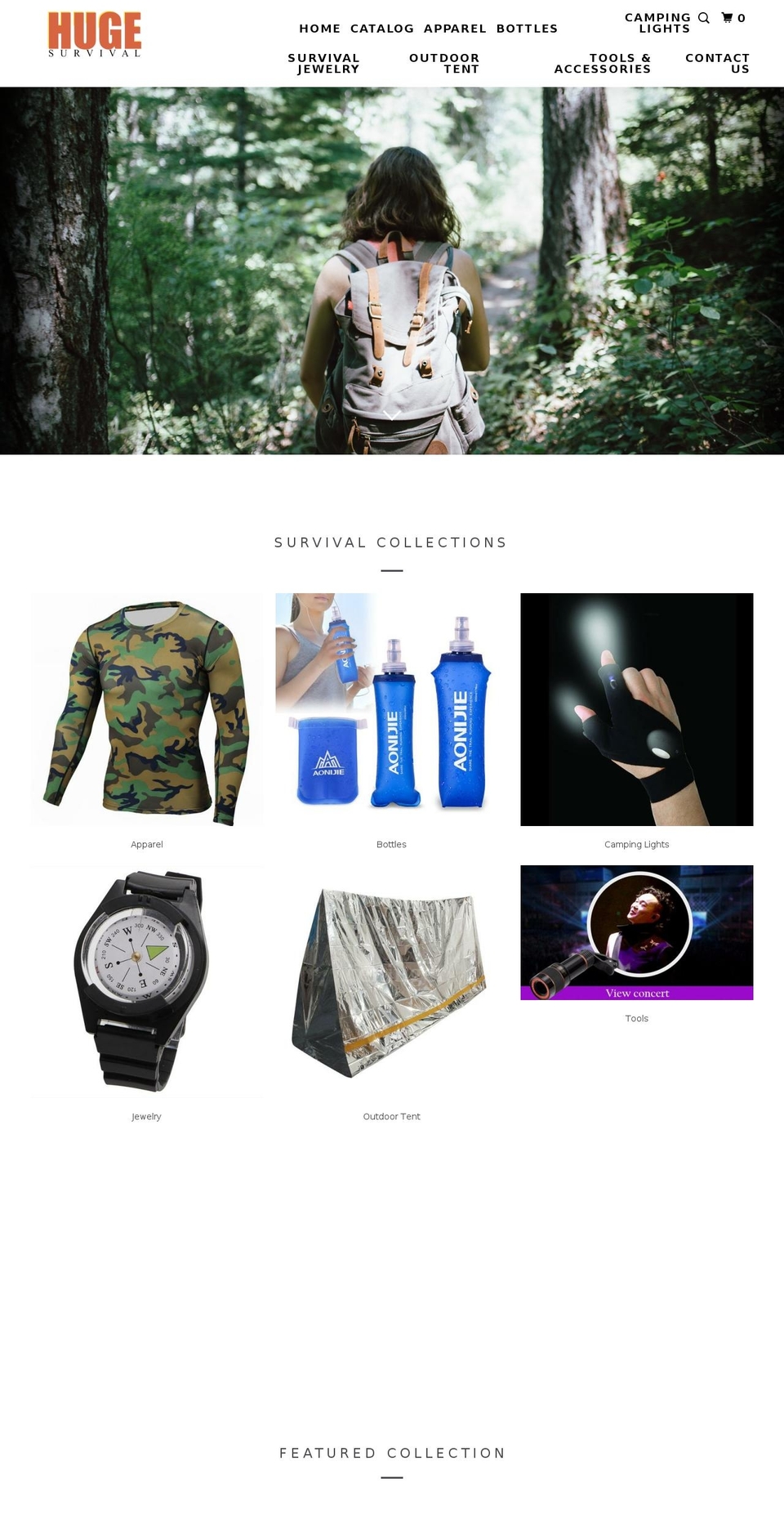 socialstinger.com Shopify theme site example hugesurvival.com