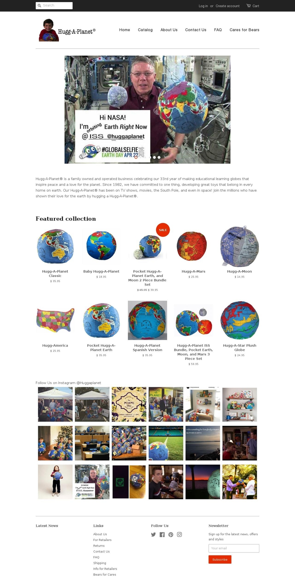 hugg-a-planet.com shopify website screenshot