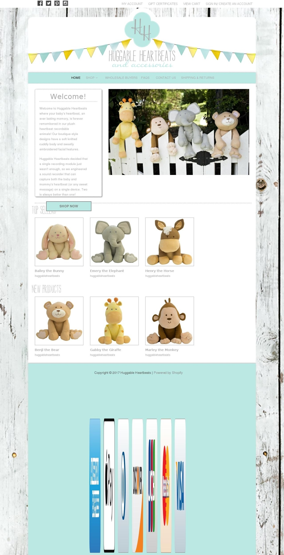 huggableheartbeats.com shopify website screenshot