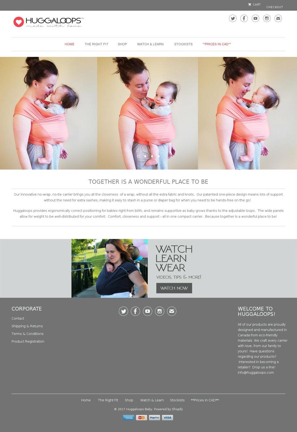 huggaloopsbaby.com shopify website screenshot