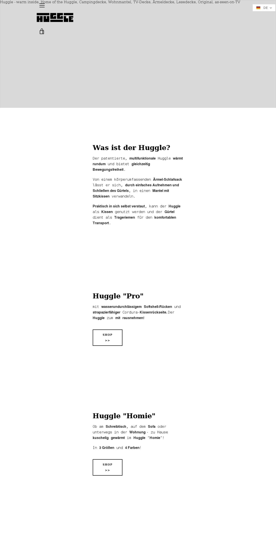 huggle-berlin.com shopify website screenshot